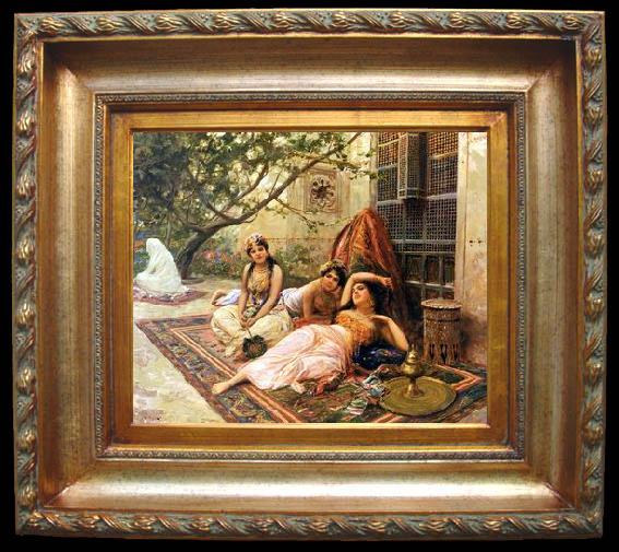framed  unknow artist Arab or Arabic people and life. Orientalism oil paintings  505, Ta059-2